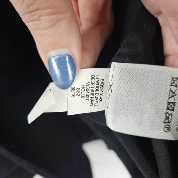 Gap Wool Blend Hooded Duffle Pea Coat Womens M Navy Black Winter Heavy Warm - Picture 5 of 16